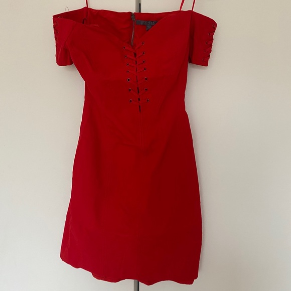 Guess Red Off the Shoulder Dress - Picture 8 of 9